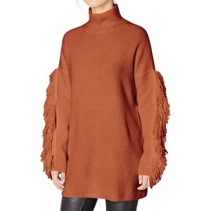 BCBG MAXAZRIA FRINGE TUNIC SWEATER